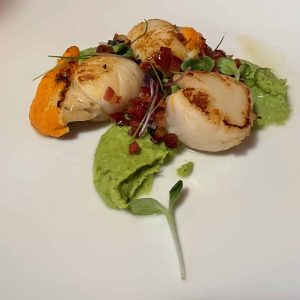 Pan Seared King Scallops with Pea Puree The Octopus Restaurant Great Yarmouth